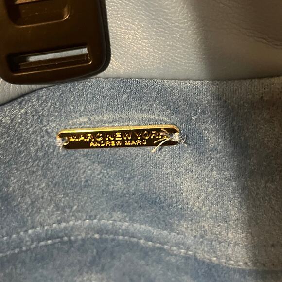 MARC NEW YORK FAUX LEATHER SUEDE SKIRT BLUE L - Picture 3 of 5